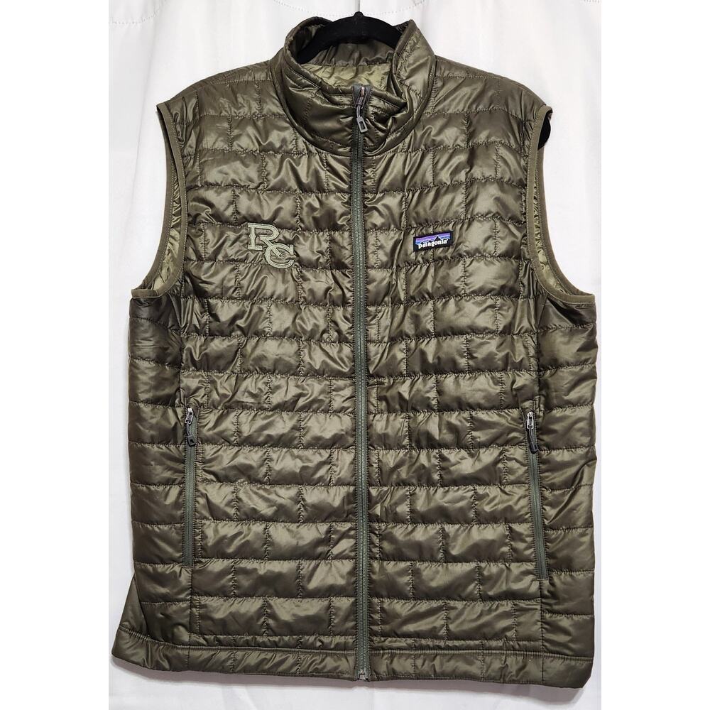 Patagonia Nano Puffer Vest Men's L Quilted Green Full Zip Custom Embroidered